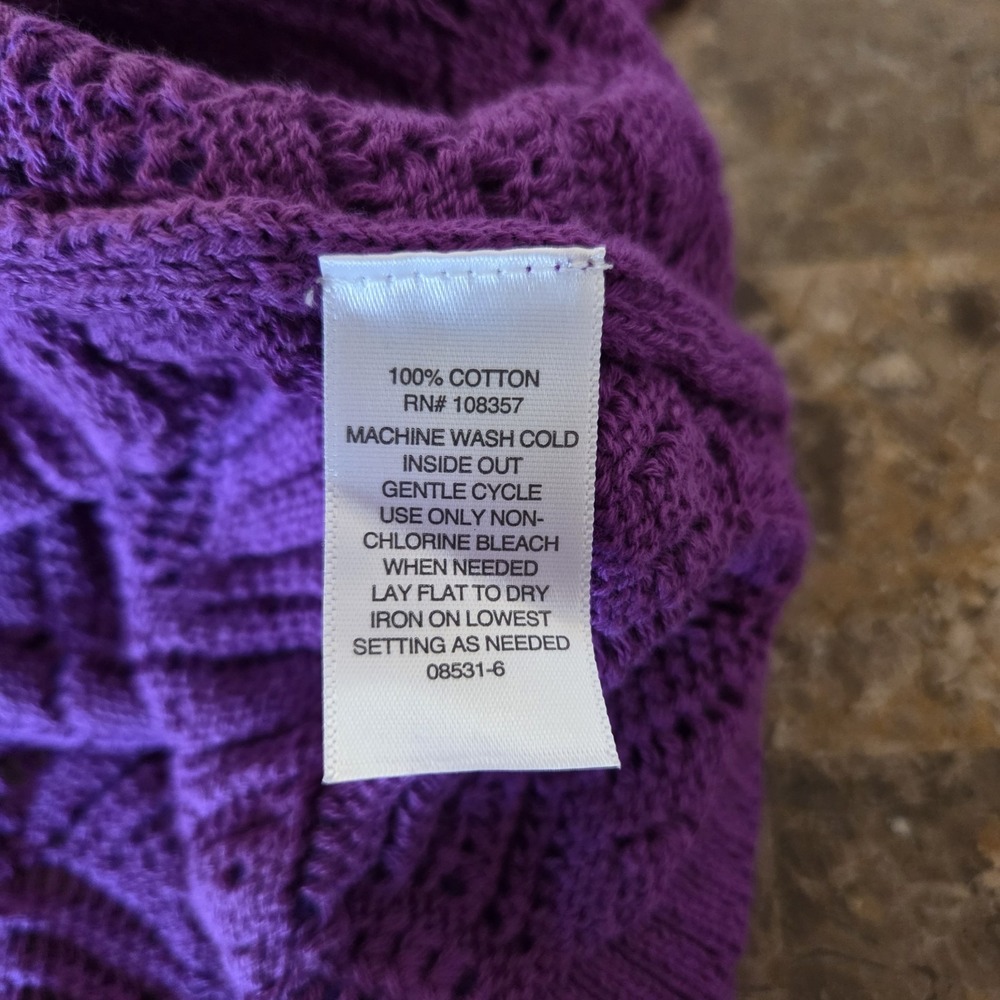 Liz Claiborne sz 4X ss open knit & front cardigan sweater NWT purple lightweight - Picture 10 of 10